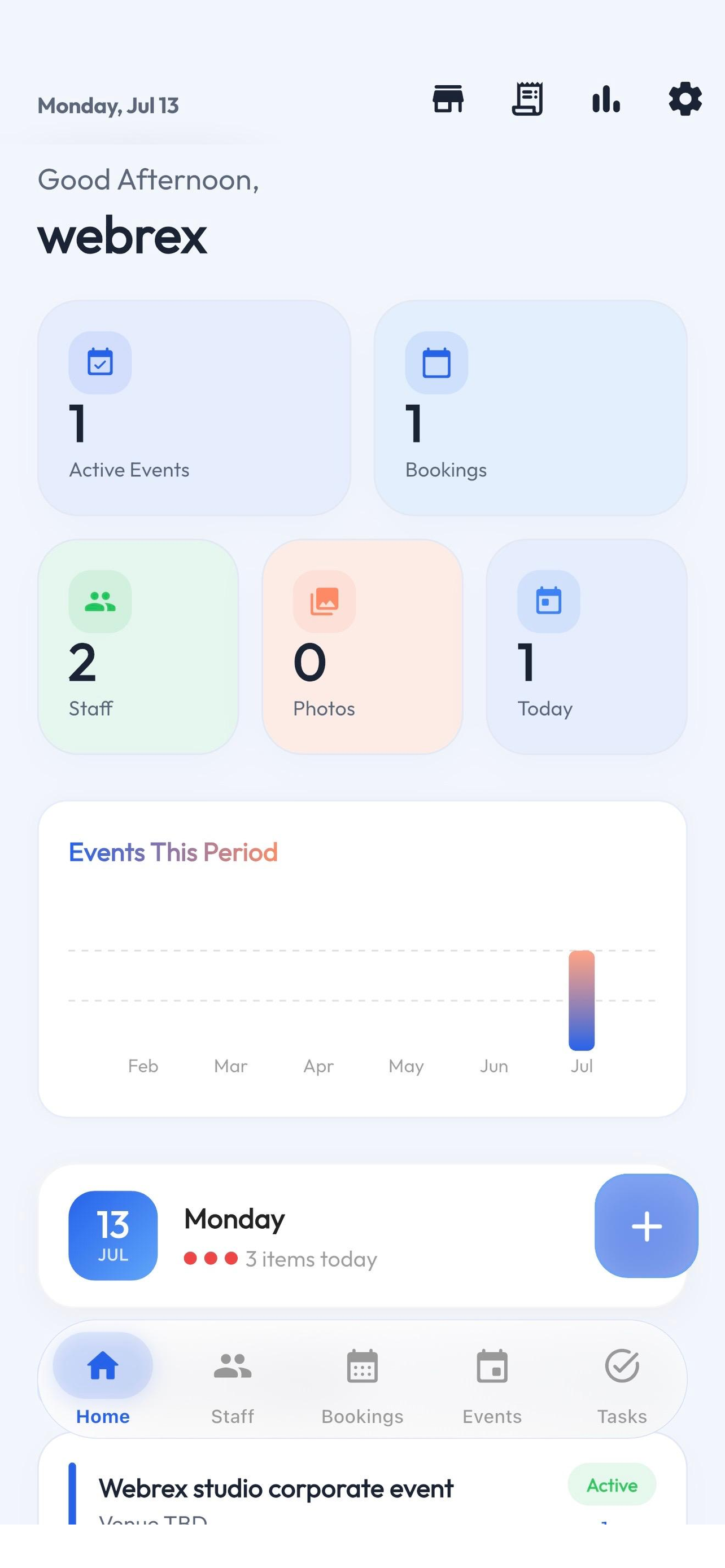 Studiora owner home dashboard